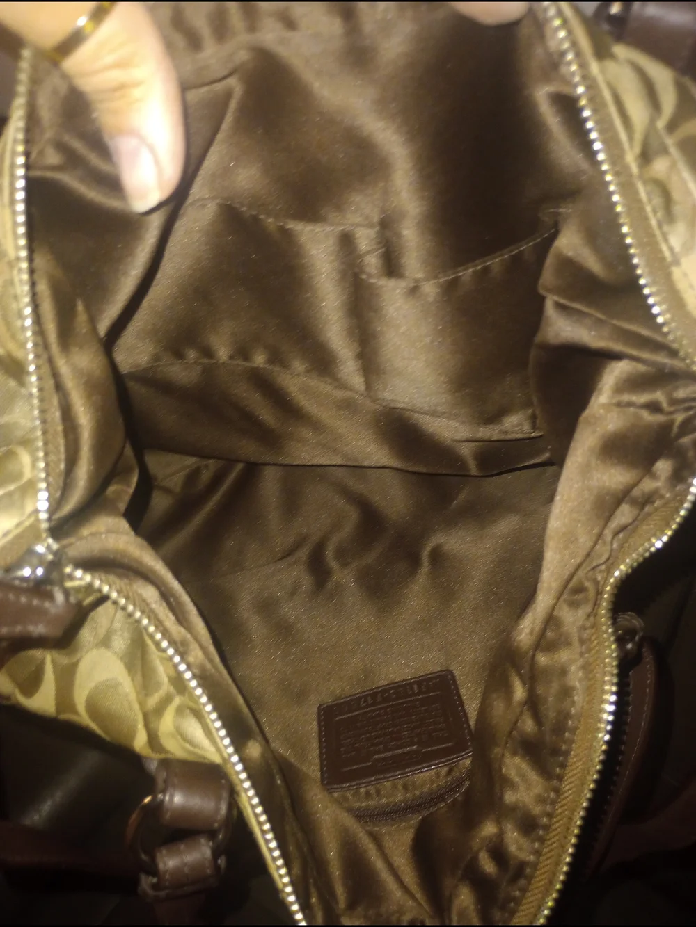 Coach Alexandria Signature Tote in Khaki and Brown